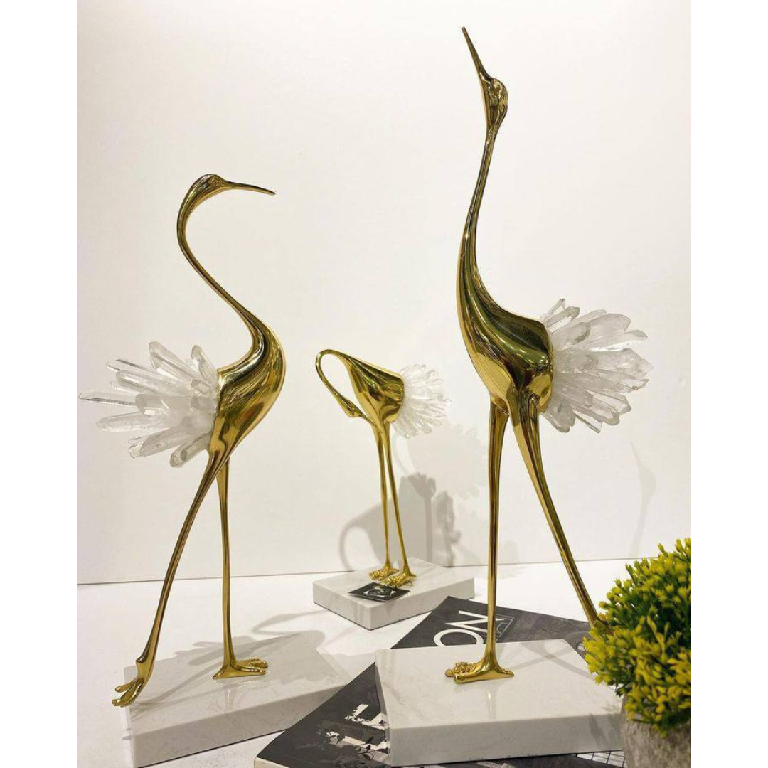 Set of 3 Crystal Swan With Marble Base - bh29