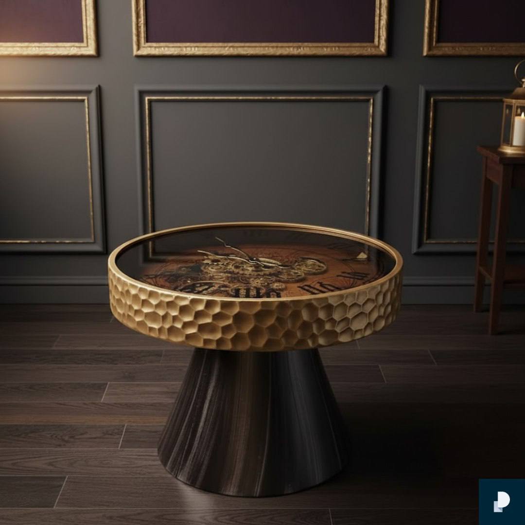 Clock-shaped decorative table