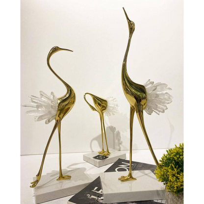 Set of 3 Crystal Swan With Marble Base - bh29