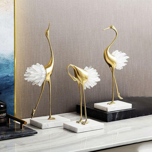 Set of 3 Crystal Swan With Marble Base - bh29