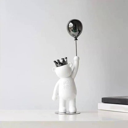 Nordic Porcelain Crown Bear with Golden Balloon Statue-MM172