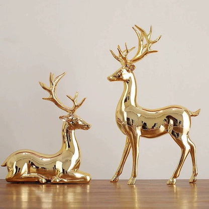 Luxury Golden Stag and Doe Figurine Set--MM109