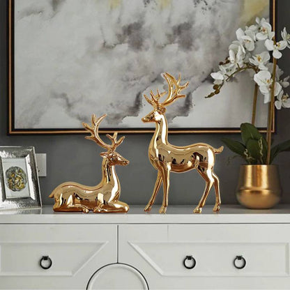 Luxury Golden Stag and Doe Figurine Set--MM109