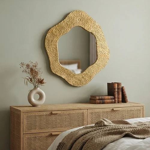 Golden Abstract Wall Mirror-JD46