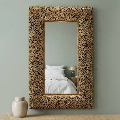 Golden Woven Pattern Wall Mirror (96 × 55 cm)-JD47