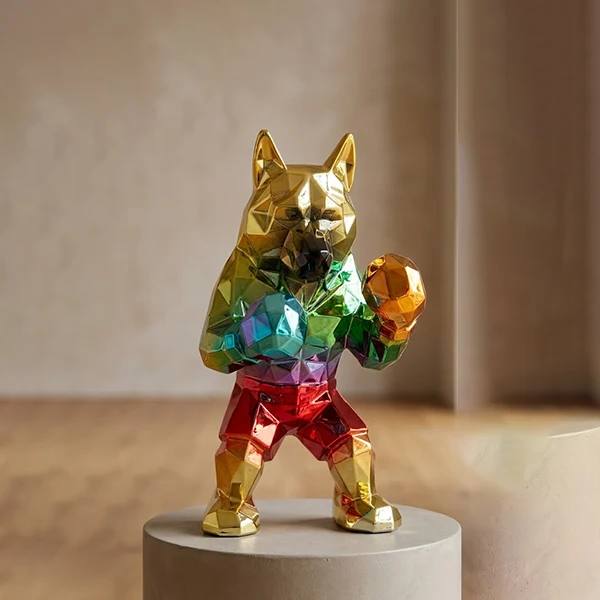 Geometric Boxer Dog Statue